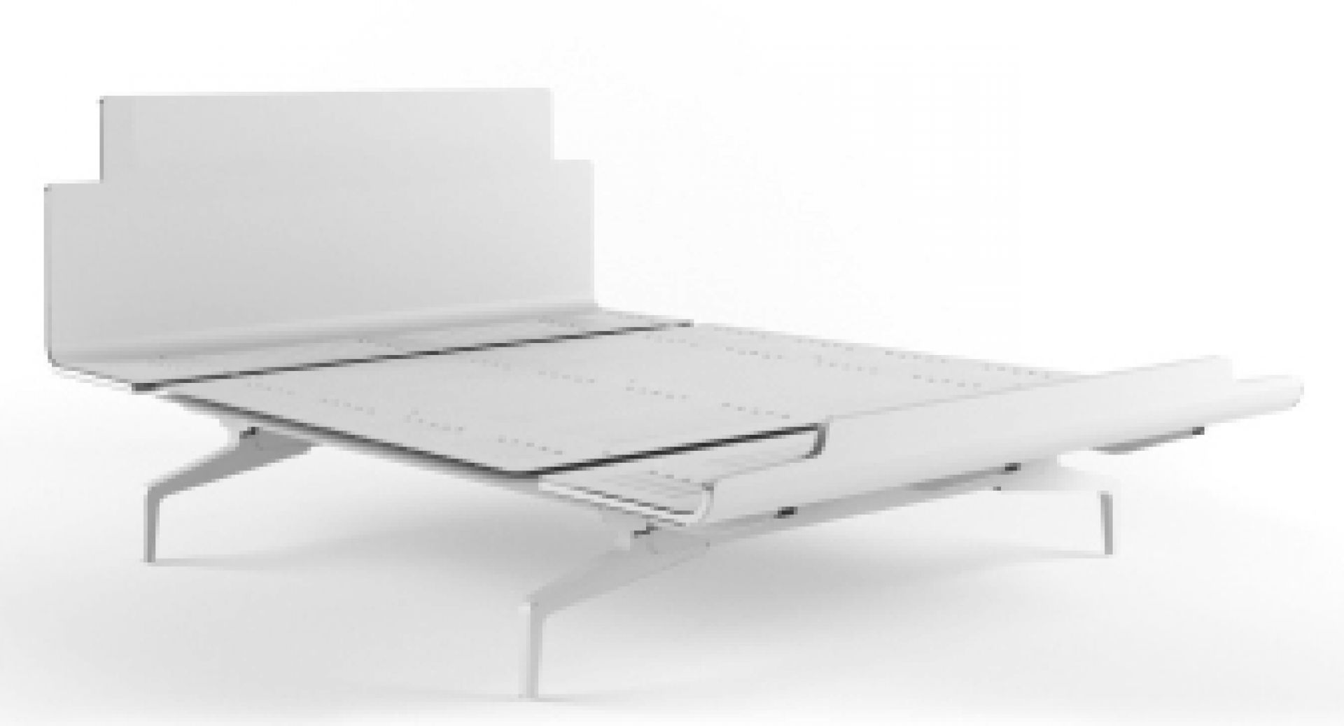 Weißes Legnoletto Bett von Alias mit minimalistischem Design und Lattenrost für moderne Schlafzimmer.