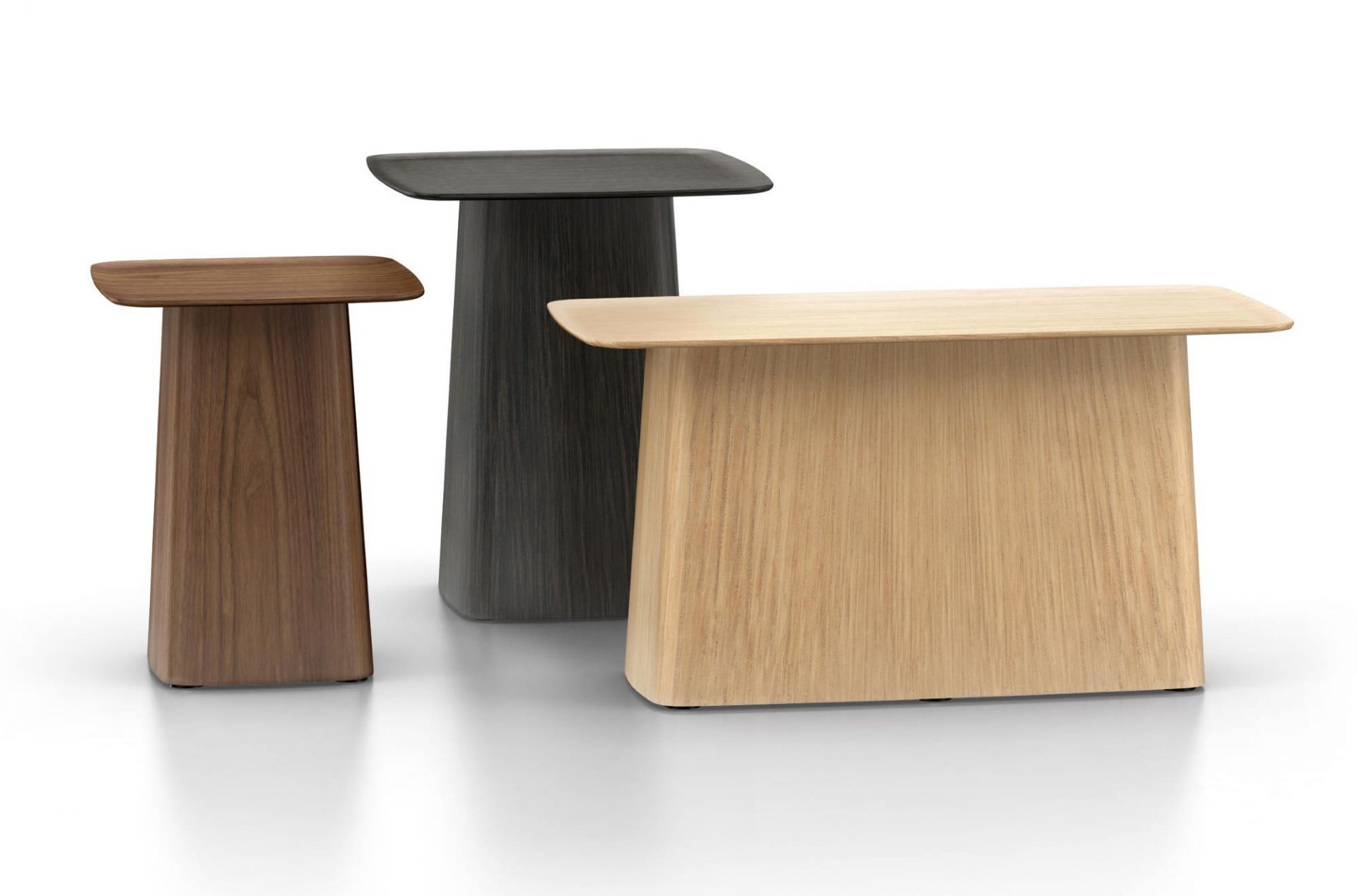 Vitra Wooden Side Table Beistelltisch in Walnuss, Esche und Dunkelgrau, moderne Holztische für Wohnzimmer.