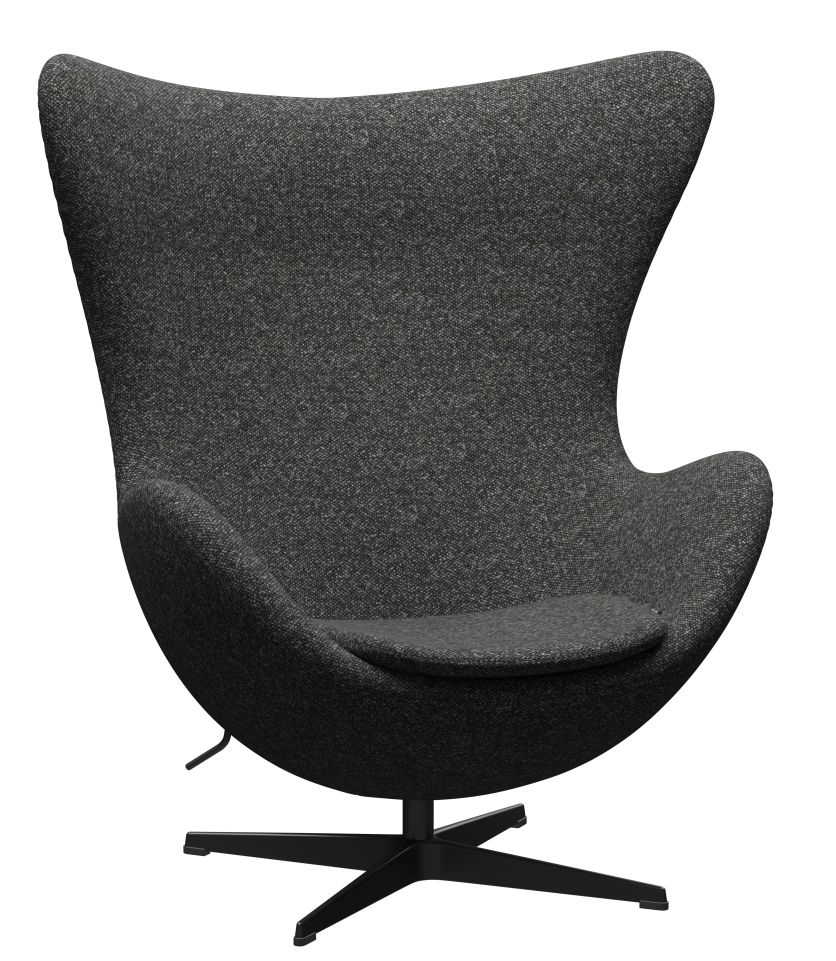 Grauer "Das Ei" / Egg Chair Sessel von Fritz Hansen mit schwarzem Fußkreuz. Designklassiker.