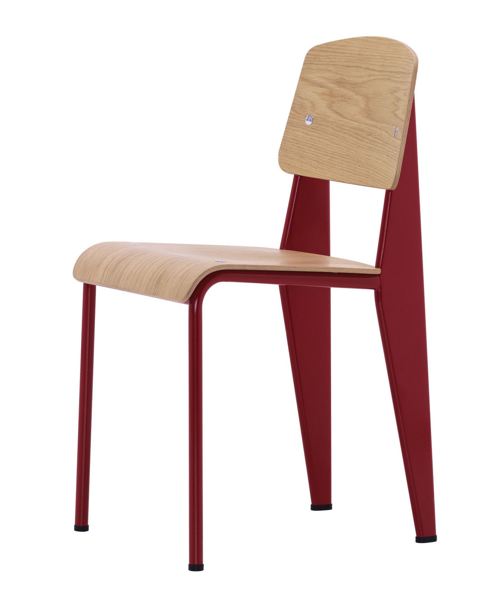 Vitra Stuhl: Roter Design Stuhl mit Holz Sitzfläche und Rückenlehne für Esszimmer oder Büro.
