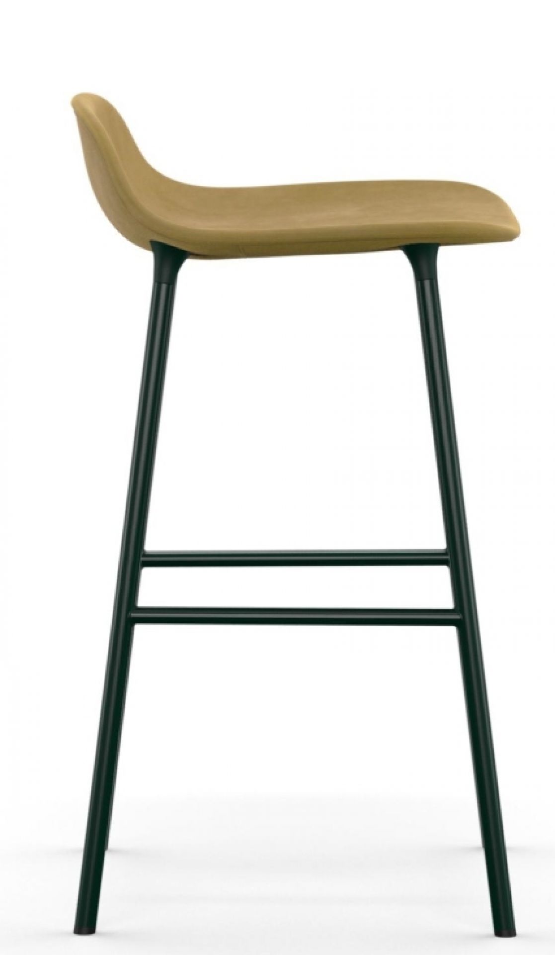 Normann Copenhagen Form Barhocker, Höhe 65 cm, mit Stahlgestell und gepolstertem Sitz in Beige.