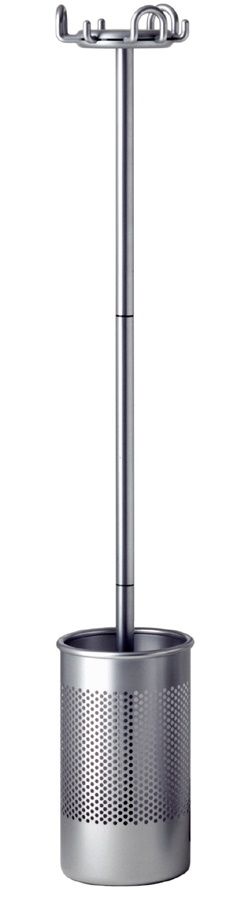 Cribbio Kleiderständer mit Schirmständer von Rexite, silberfarbenes Metall, modernes Design für Flur und Büro.