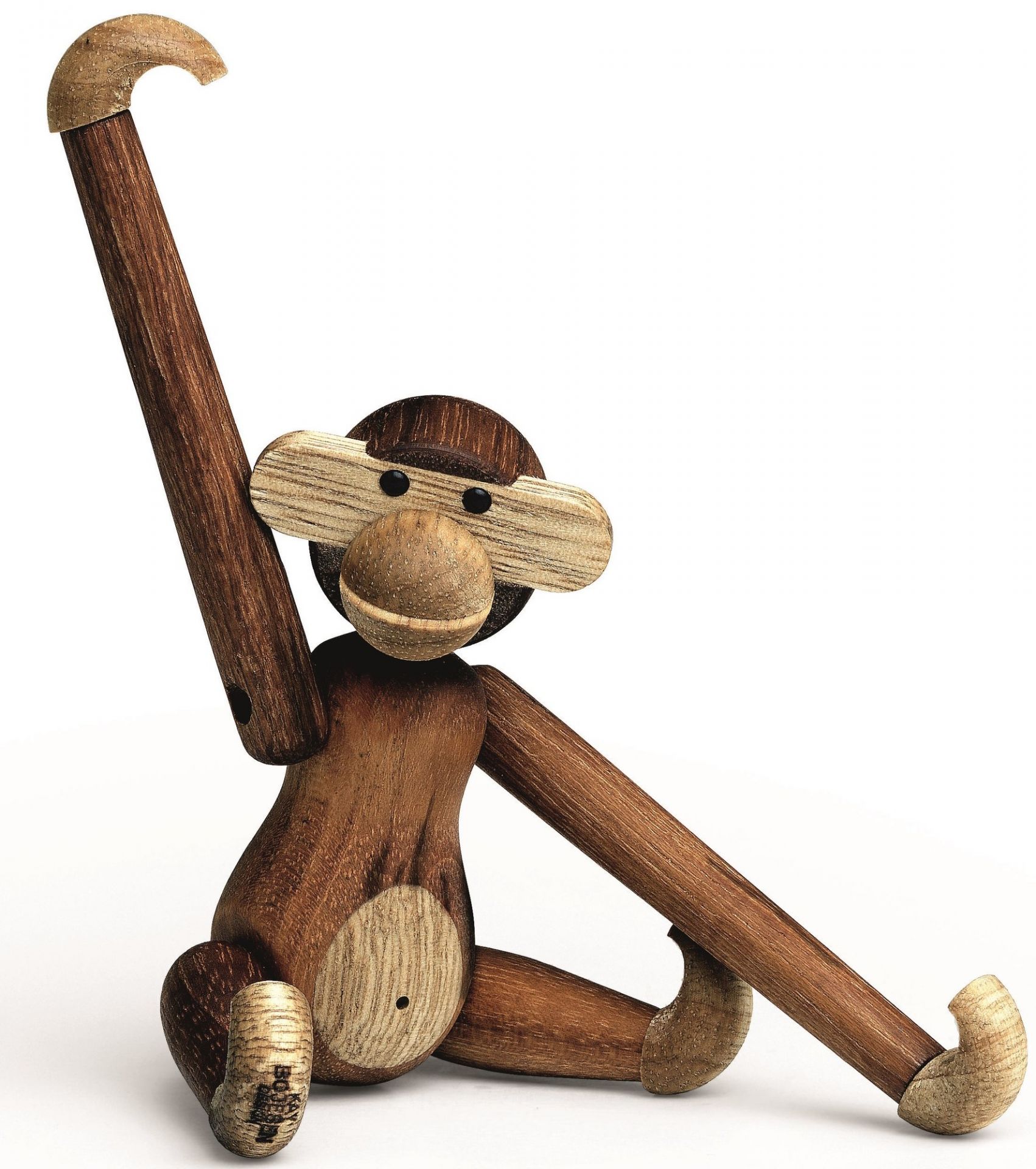 Affe Holzfigur Teak von Kay Bojesen, detailreiche Nahaufnahme der beliebten Design-Holzfigur.