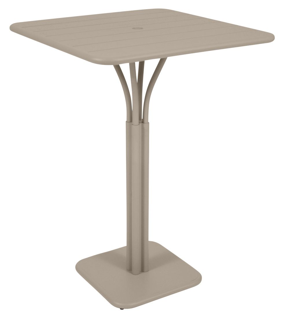 Luxembourg Stehtisch/Bartisch von Fermob, quadratisch, 80x80 cm, für den Outdoor-Bereich, in Taupe.