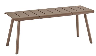 Vapio Bank von Weishäupl für den Außenbereich, moderne Gartenbank aus Aluminium in Taupe.
