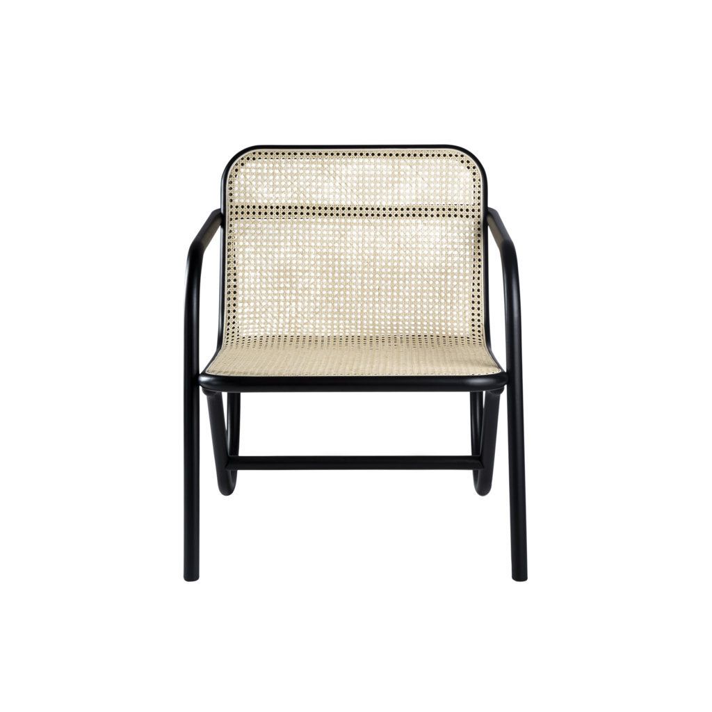 N. 200 Sessel von Wiener GTV Design mit schwarzem Gestell und Wiener Geflecht.