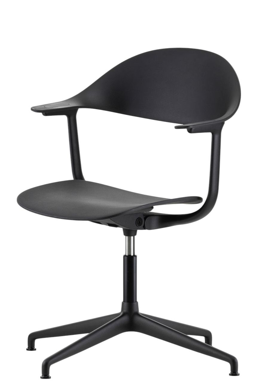 Schwarzer Mynt Bürodrehstuhl von Vitra mit Kunststoff Sitz und Rückenlehne, ergonomisch und modern.