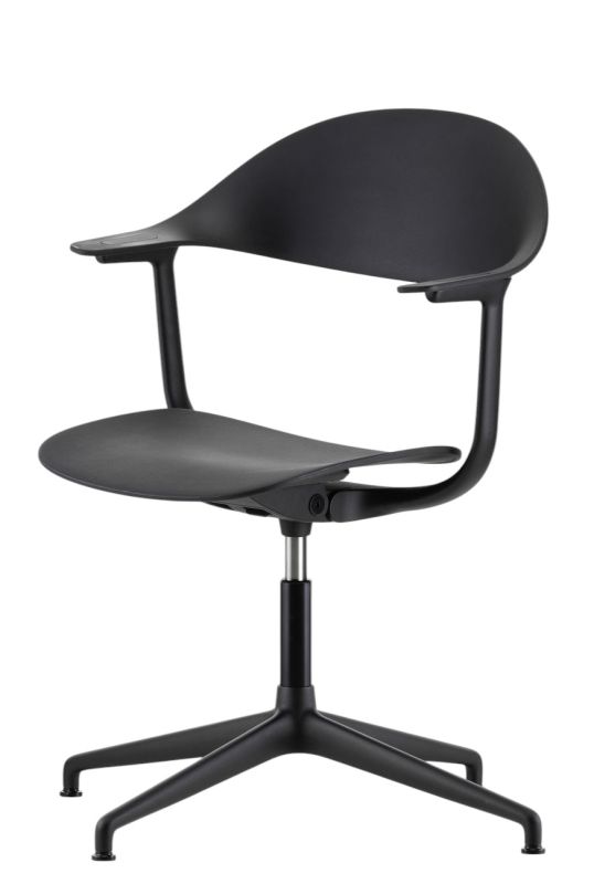 Schwarzer Mynt Bürodrehstuhl von Vitra mit Kunststoff Sitz und Rückenlehne, ergonomisch und modern.