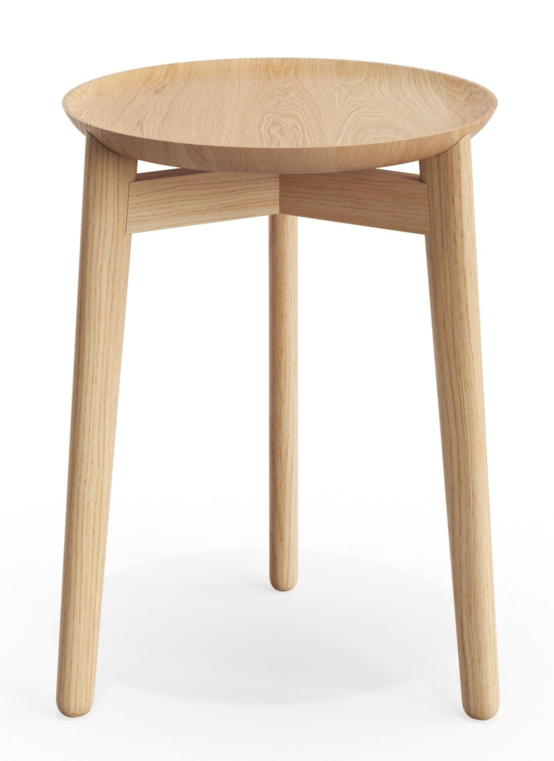 Plaisir Beistelltisch aus hellem Holz von Zeitraum, runder Tisch mit drei Beinen, modernes Design.