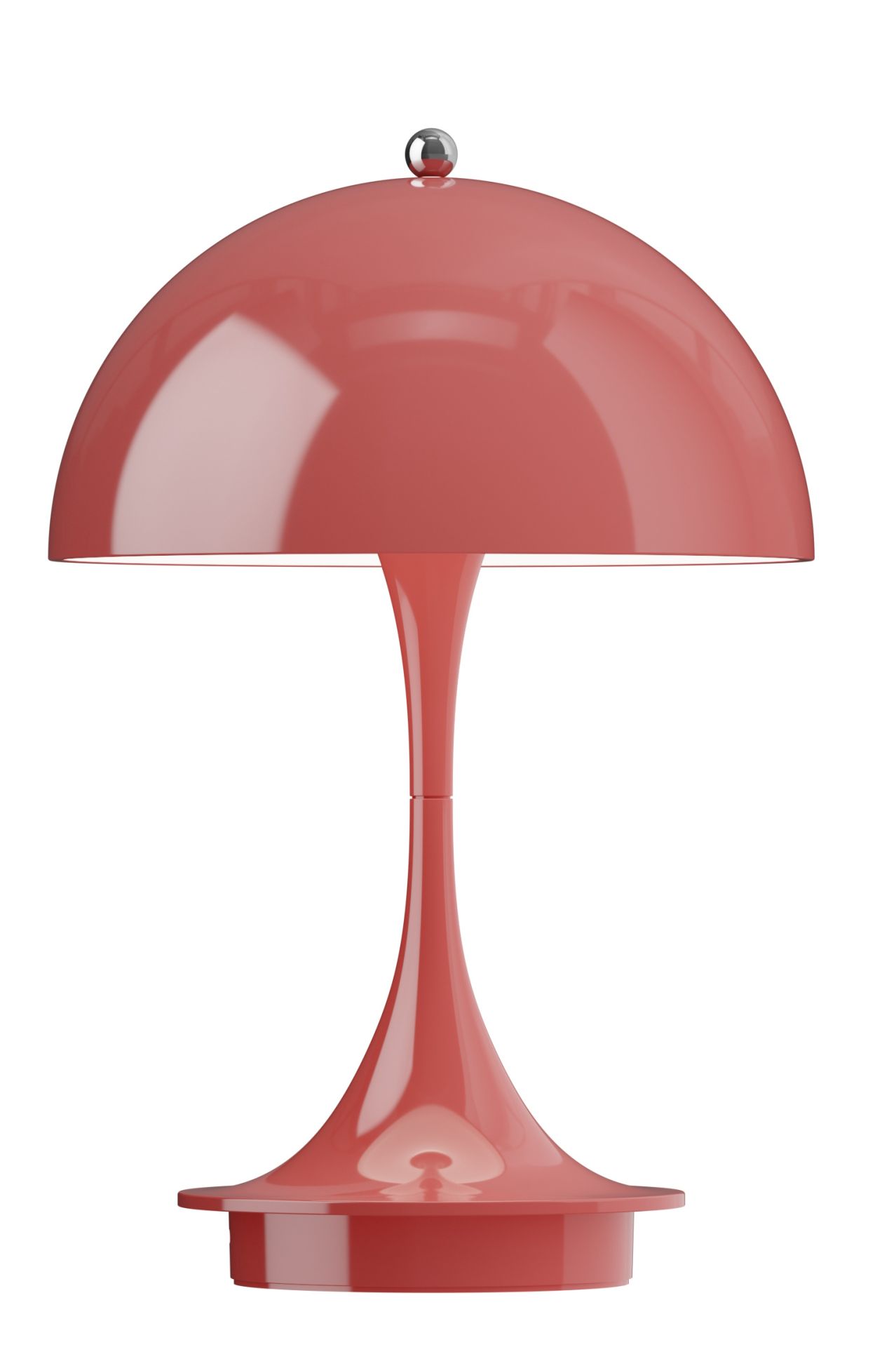 Panthella Portable Tischleuchte in Koralle: Akku-betriebene LED Lampe für Innen und Außen.