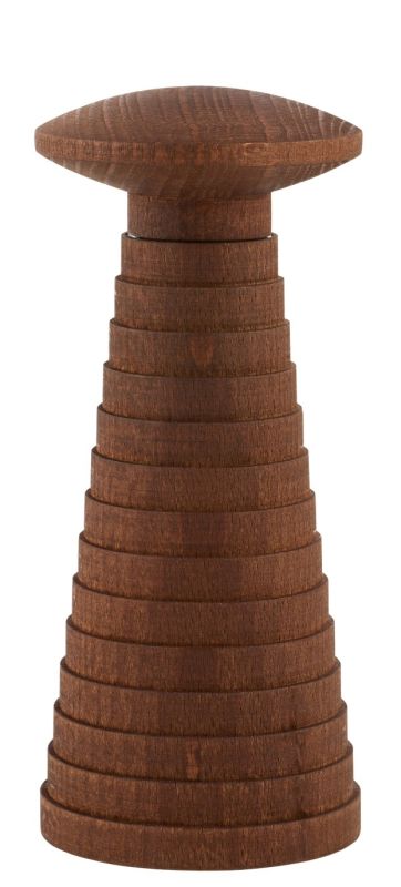 Alessi Yucatan Mühle aus Holz, braune Gewürzmühle mit geriffelter Oberfläche für Küche und Tisch.