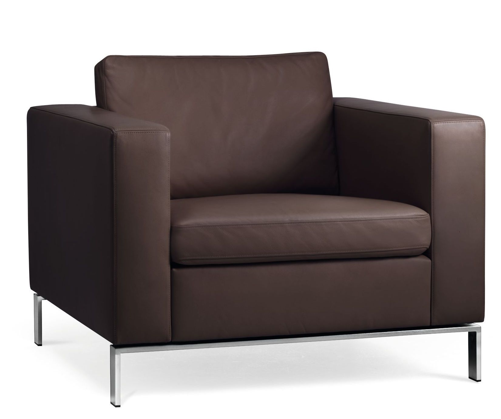 Walter Knoll Foster Sessel 503 in braunem Leder mit Stahlgestell, modernes Design für Wohnzimmer.