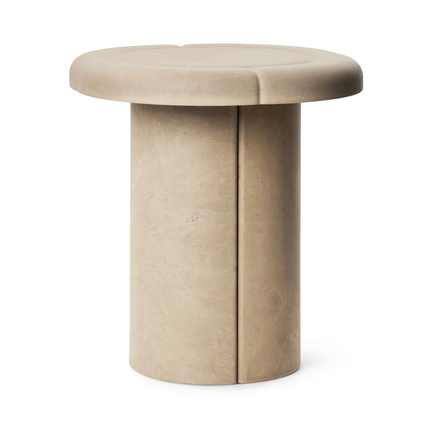 Beiger Alder Beistelltisch von Mater für Innen und Außen, runder Tisch aus Beton.