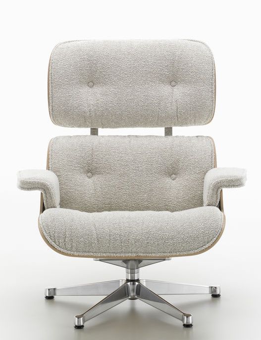 Eames Lounge Chair & Ottoman fauteuil VOORKEURSCOMBINATIE Nubia, cream sand, gepolijst, kersenhout
