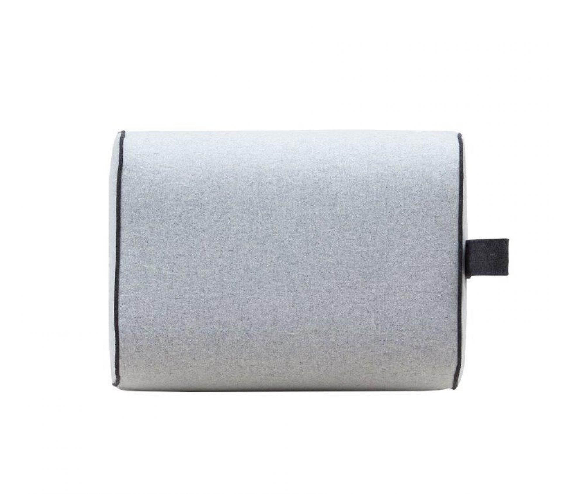 Nector Hocker Softline, grauer, rechteckiger Sitzhocker mit schwarzer Umrandung und Schlaufe, modernes Möbeldesign für Wohnzimmer und Büro.
