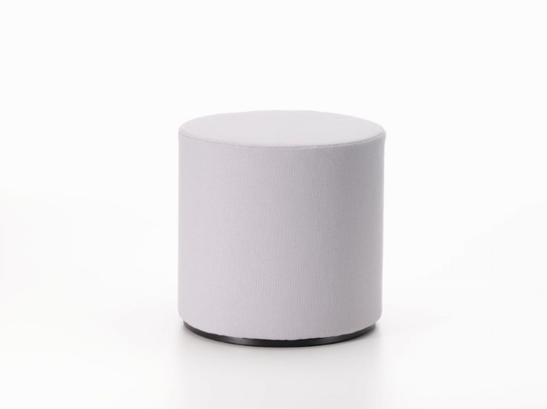 Vitra Hocker Visiona Stool, hellgrauer, zylinderförmiger Sitzhocker mit Stoffbezug, modernes Möbeldesign für Wohnzimmer.