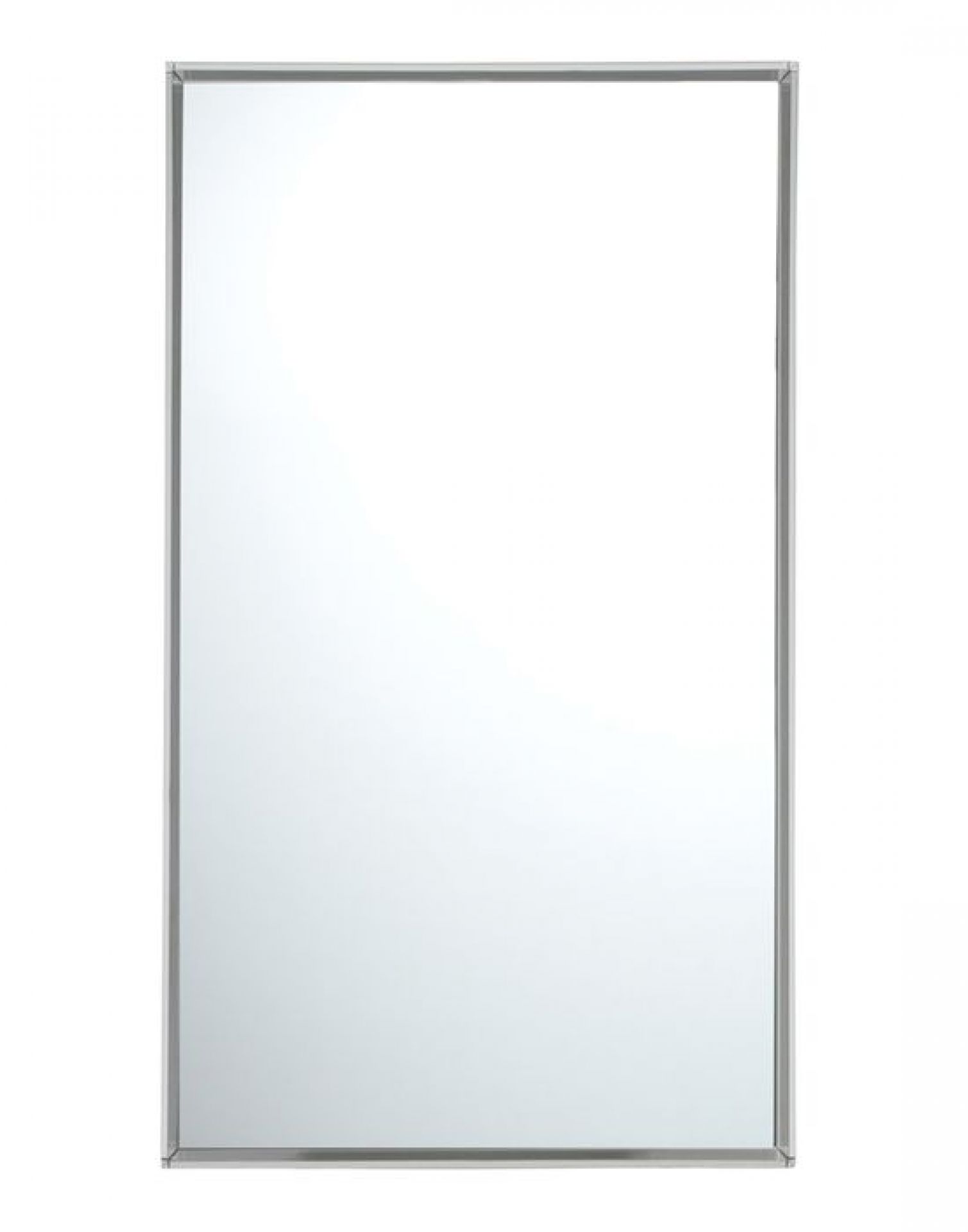 Großer, rechteckiger Spiegel "Only Me" von Kartell mit schmalem, silberfarbenem Rahmen.