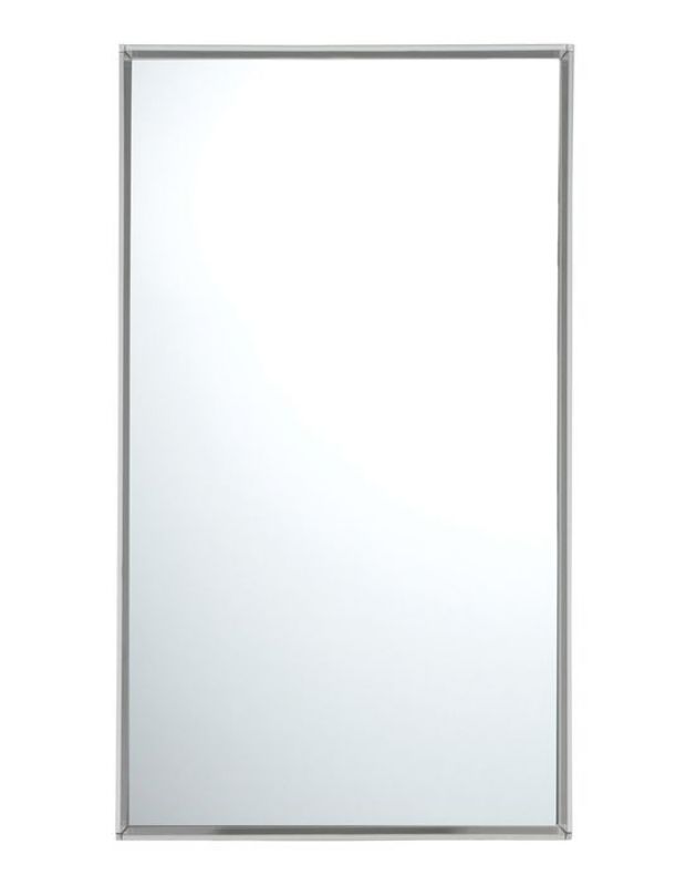 Großer, rechteckiger Spiegel "Only Me" von Kartell mit schmalem, silberfarbenem Rahmen.