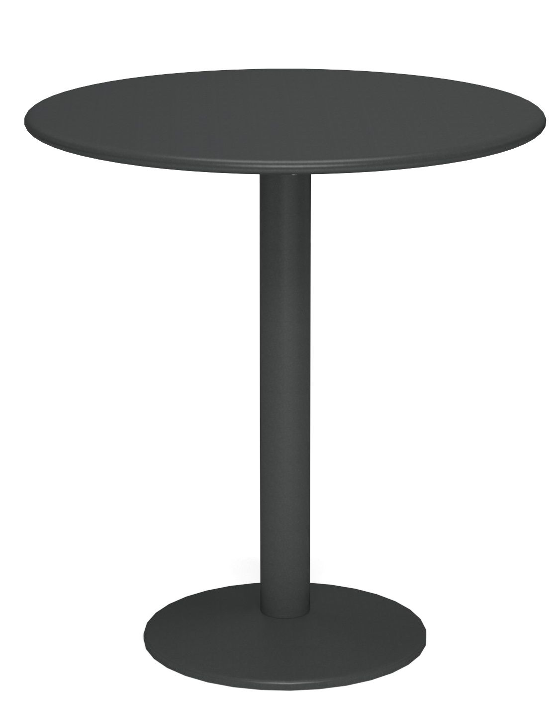 Anthrazitfarbener Thor Round Table Tisch von Emu, runder Gartentisch mit zentralem Standfuß für den Außenbereich.