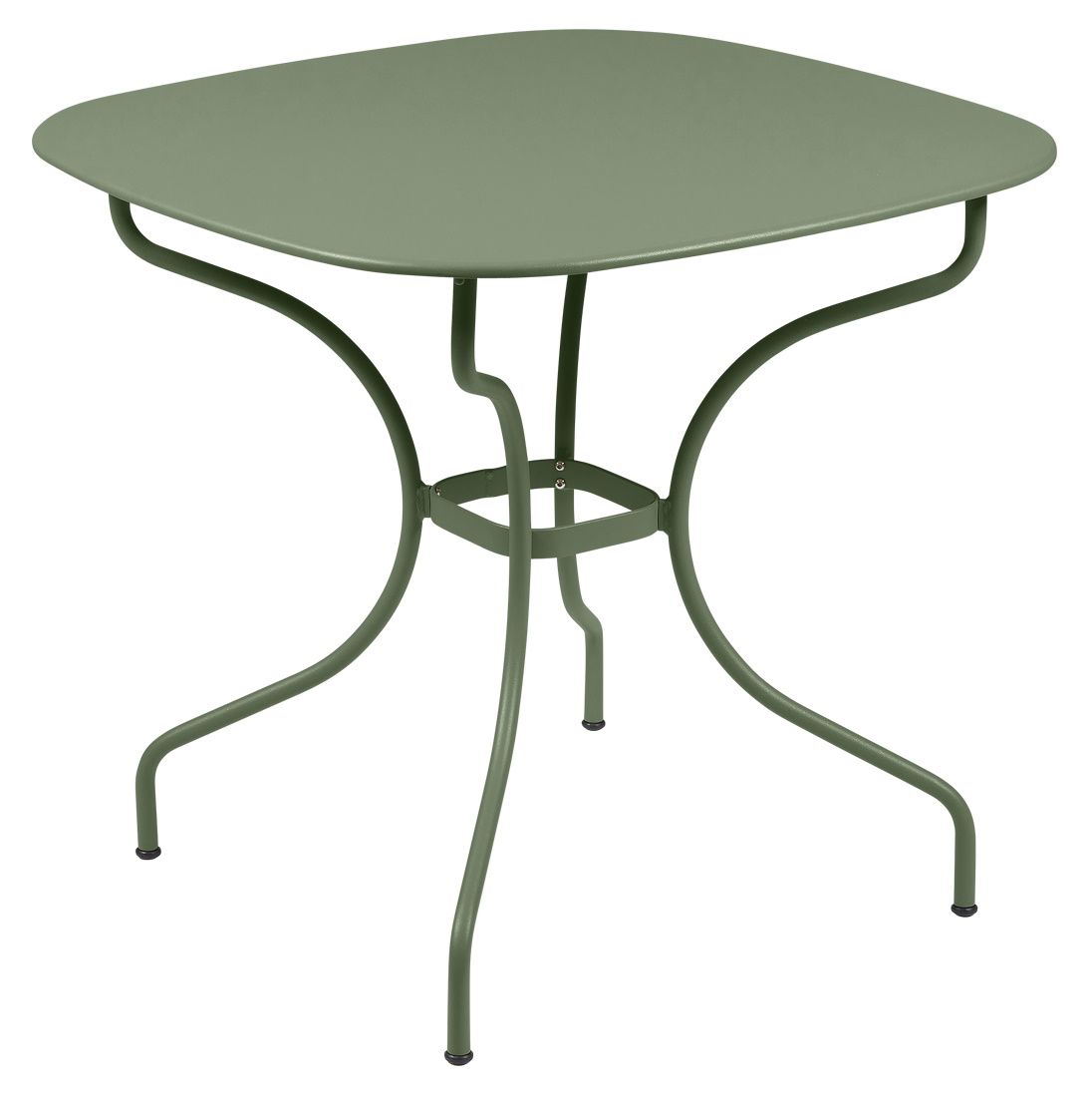 Grüner Opéra+ Carronde Gartentisch 82x82 cm von Fermob, ideal für den Außenbereich.