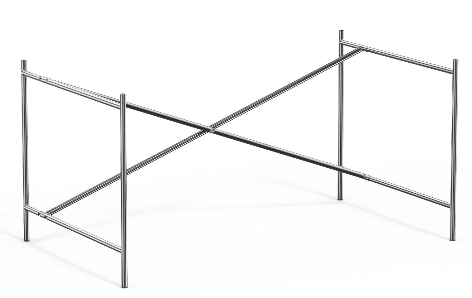 Eiermann Tischgestell in Chrom von Richard Lampert, minimalistisches Design für moderne Büros und Wohnräume.