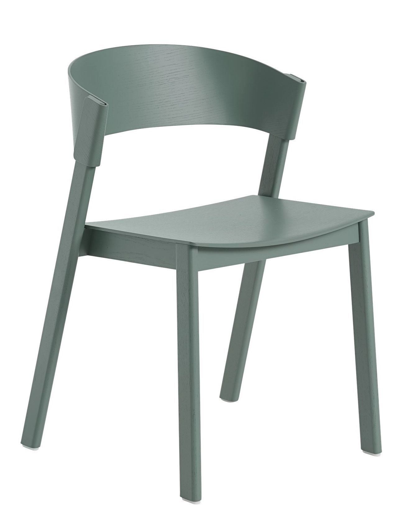 Cover  Side Chair Stuhl von Muuto, moderner Holzstuhl in Grün für Esszimmer und Wohnbereich.