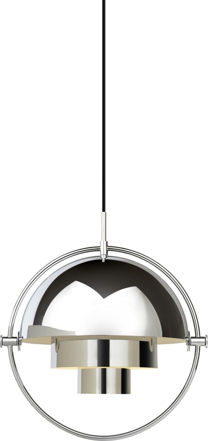 Gubi Multi-Lite Pendelleuchte in Chrom: Moderne Hängelampe für stilvolle Beleuchtung im Wohnraum.