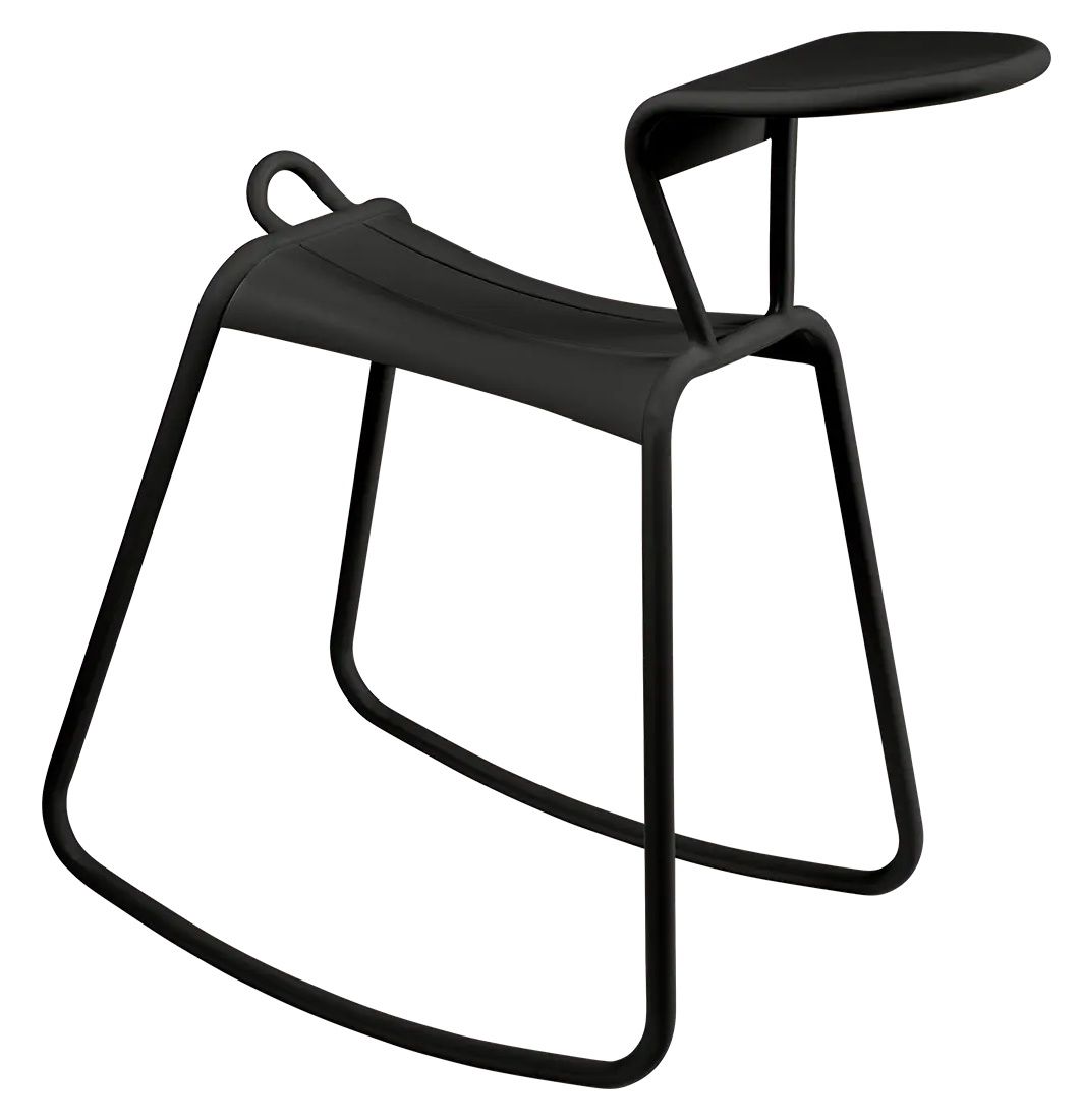 Schwarzer Adadesk Beistelltisch Wippe von Fermob für den Außenbereich, moderner Design Hocker mit Ablagefläche.