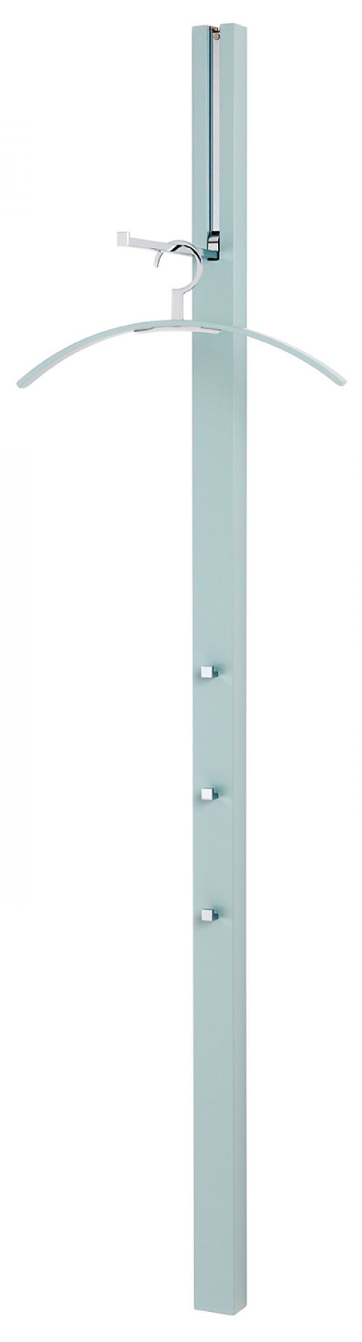 Schönbuch Line Garderobenelement in Hellblau mit Kleiderbügel und Haken für Flur und Diele.
