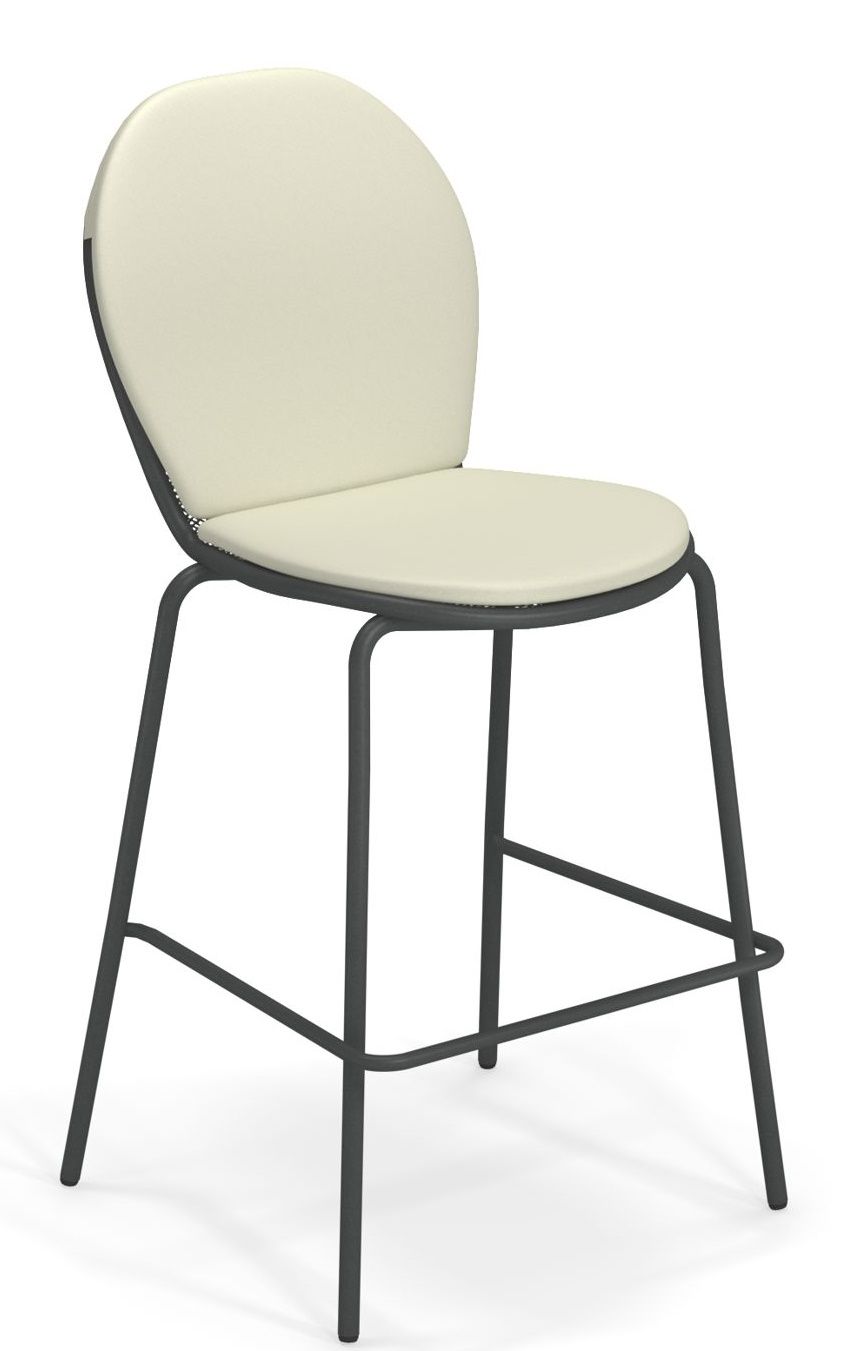 Ronda Barhocker von Emu mit cremefarbener Sitzfläche und Rückenlehne, modernes Design für Küche oder Bar.