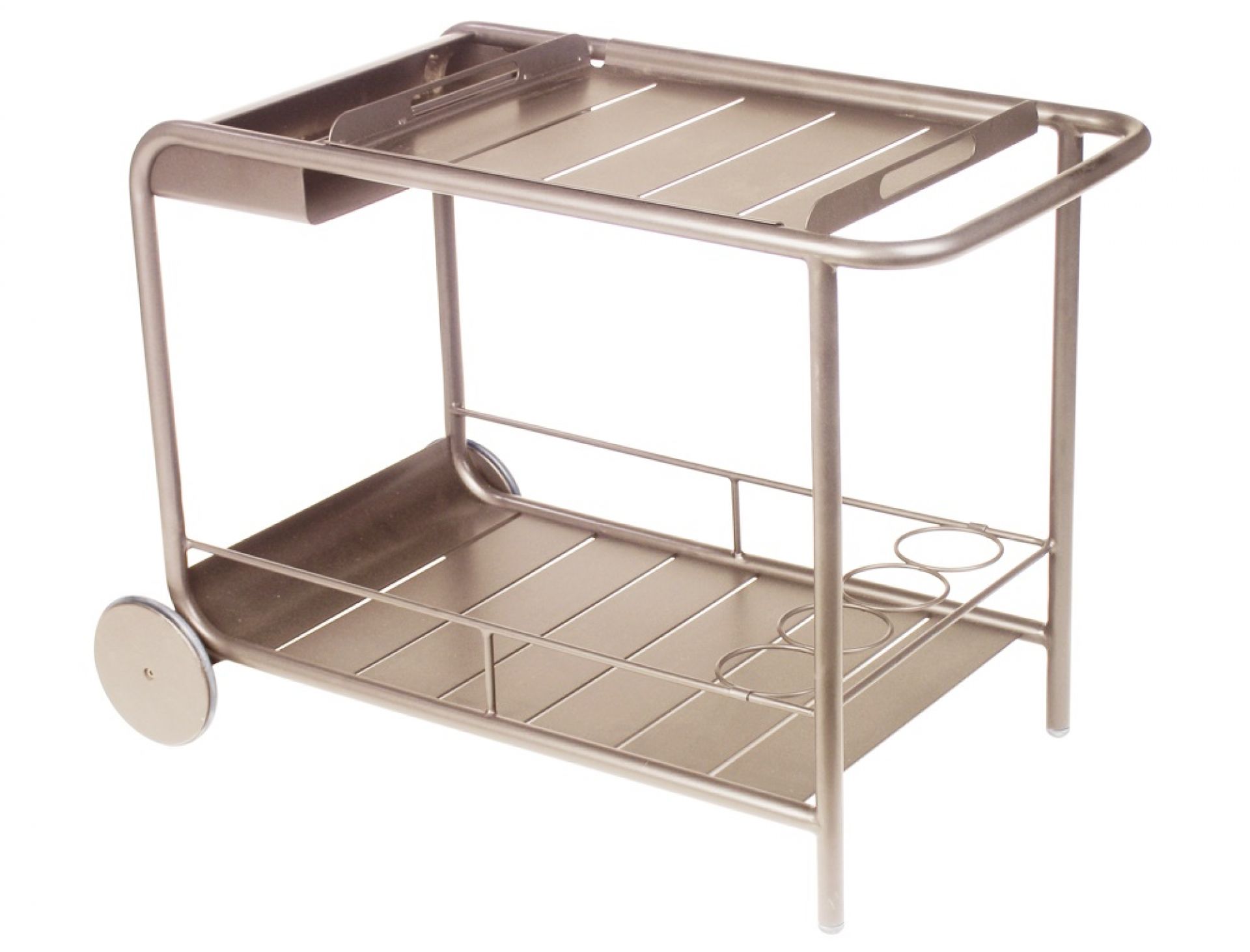 Luxembourg Servierwagen von Fermob für den Außenbereich, aus Metall in Bronze-Optik mit zwei Ablageflächen.