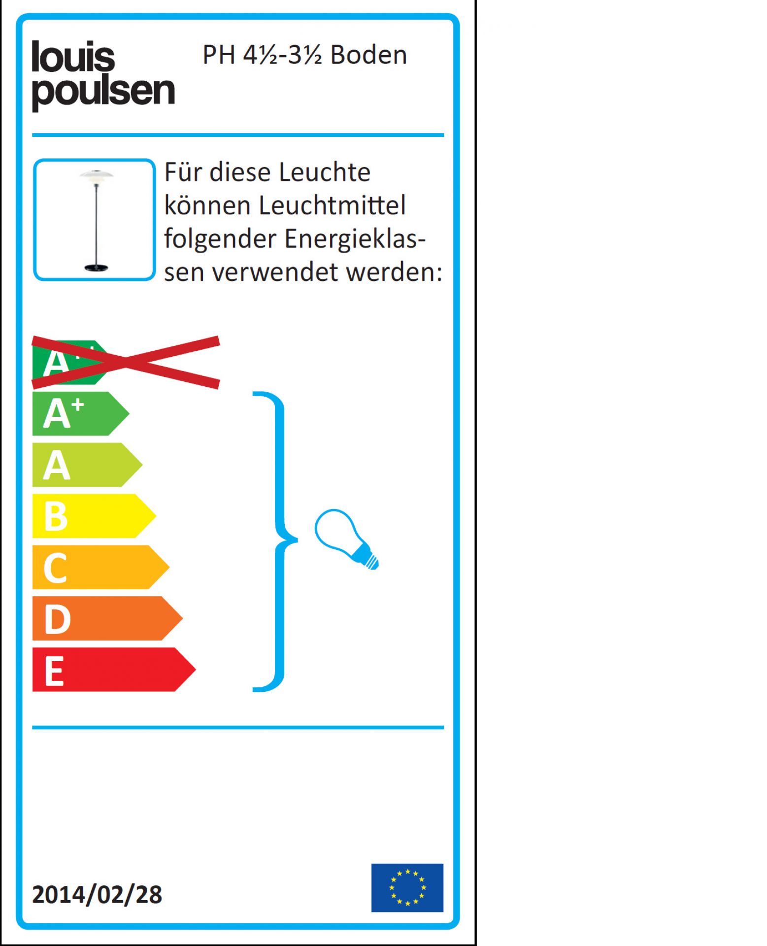 Energieeffizienzlabel für Louis Poulsen PH 4 1/2 - 3 1/2 Stehleuchte.
