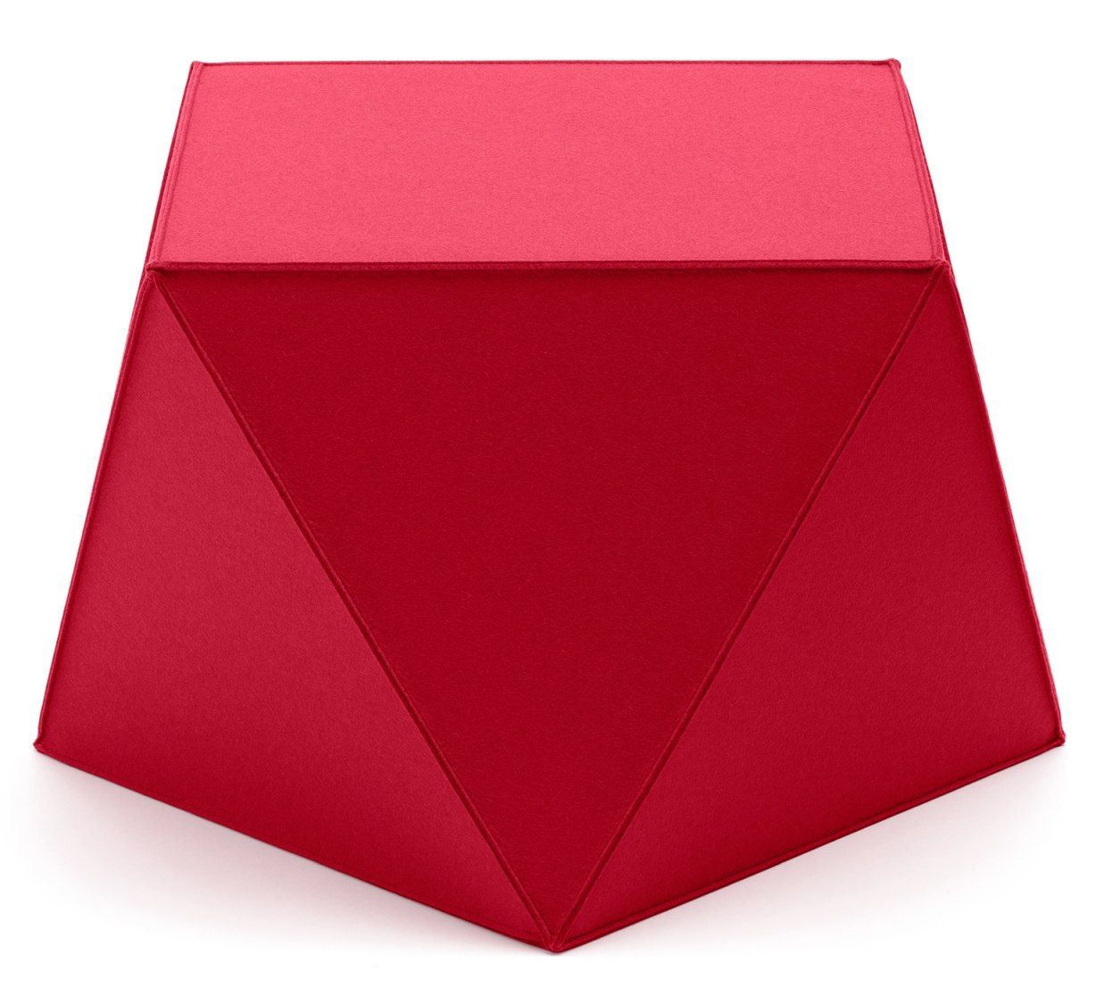 Roter Diamond Sitzhocker von HEY-SIGN by BWF Group, moderner Filzhocker in geometrischer Form.