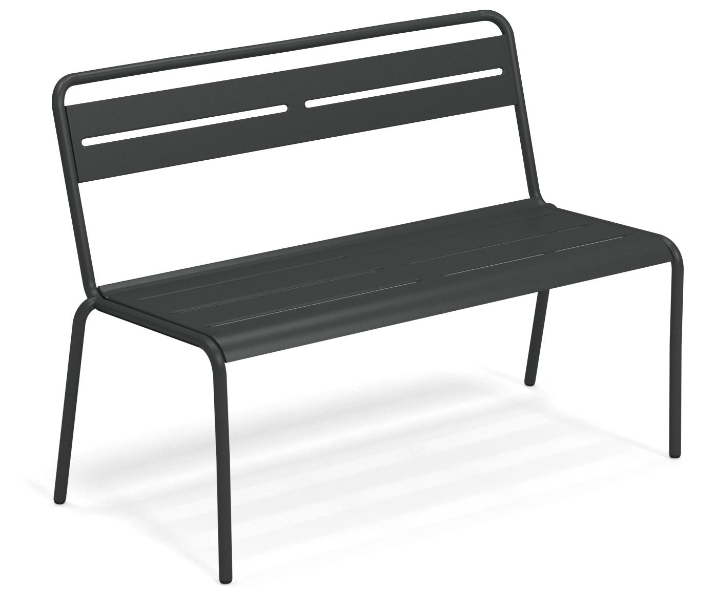 Schwarze Star Bench Bank von Emu für den Außenbereich, moderne Gartenbank aus Metall.
