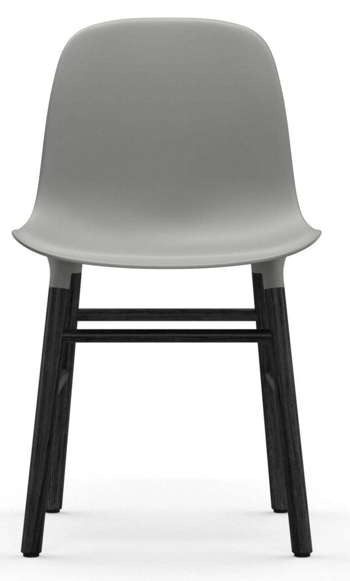 Grauer Form Chair Stuhl von Normann Copenhagen mit dunklen Holzbeinen, moderne Sitzmöbel für Esszimmer und Wohnbereich.