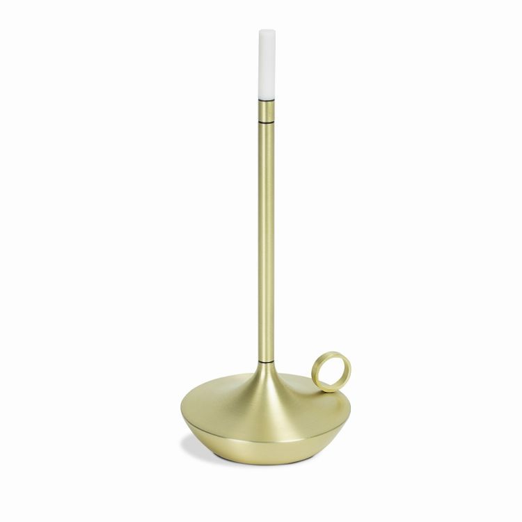 Graypants Wick Akkuleuchte: Goldene, tragbare LED-Tischleuchte mit USB-Anschluss für stimmungsvolle Beleuchtung.