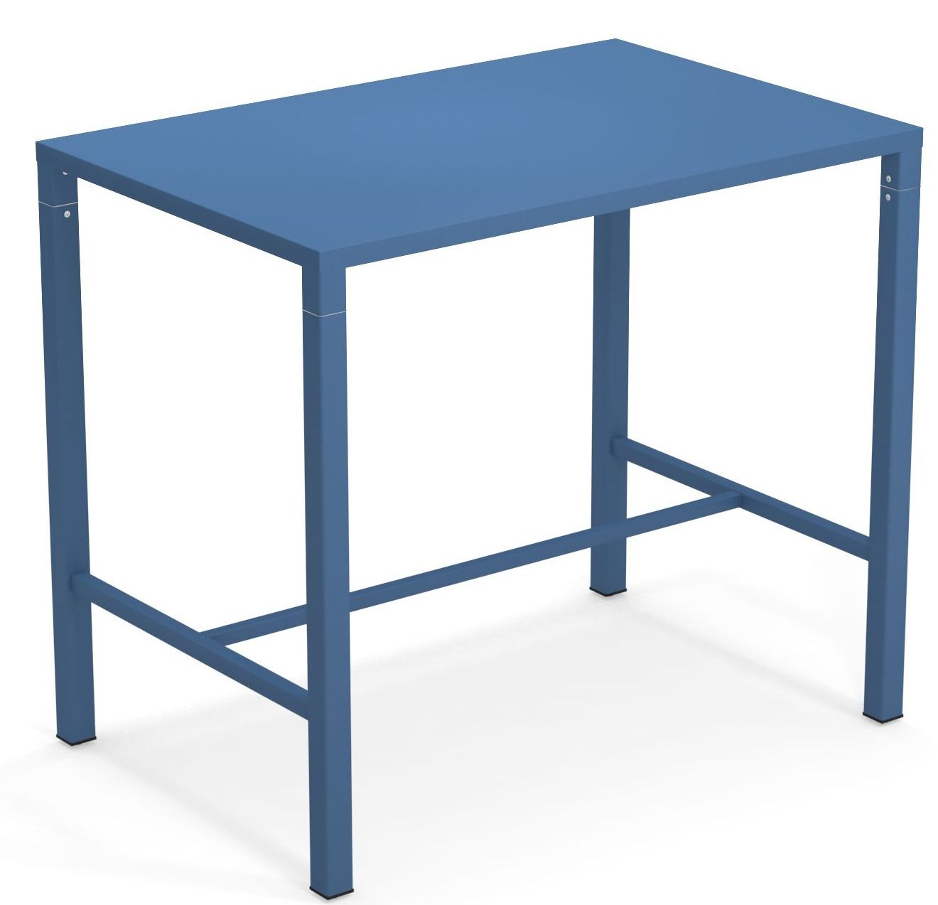 Blauer Nova Hochtisch von Emu für den Außenbereich, moderner Stehtisch aus pulverbeschichtetem Stahl.