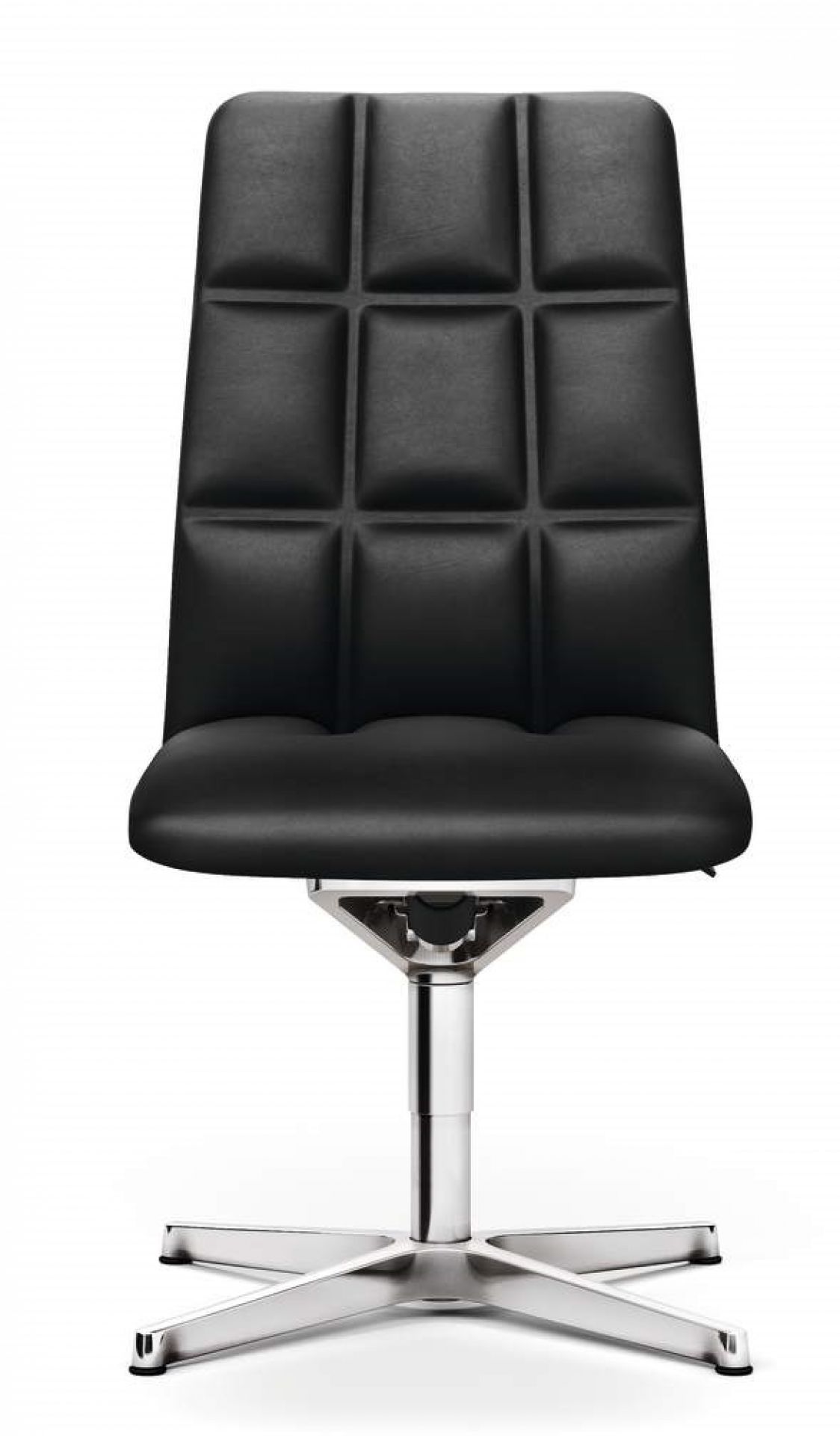 Leadchair Management Bürodrehstuhl von Walter Knoll mit schwarzem Lederbezug und Aluminiumfußkreuz.