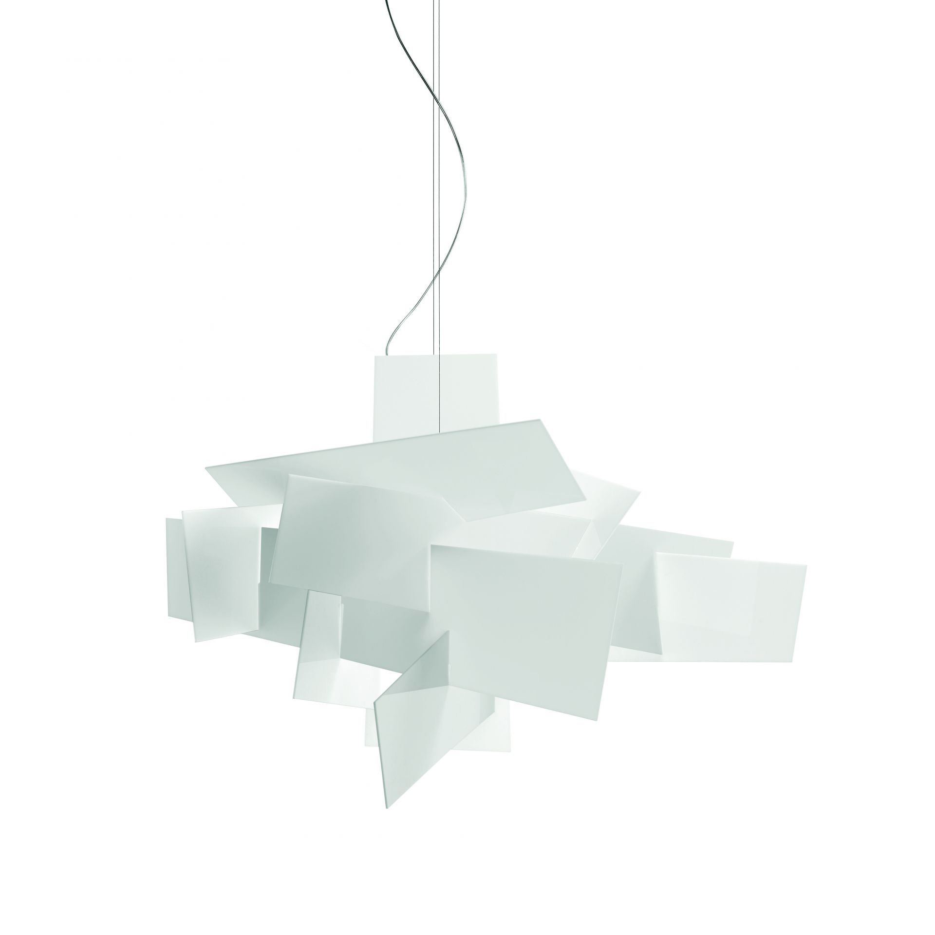 Weiße Big Bang Hängeleuchte von Foscarini, moderne LED Lampe für Wohnzimmer und Esszimmer.