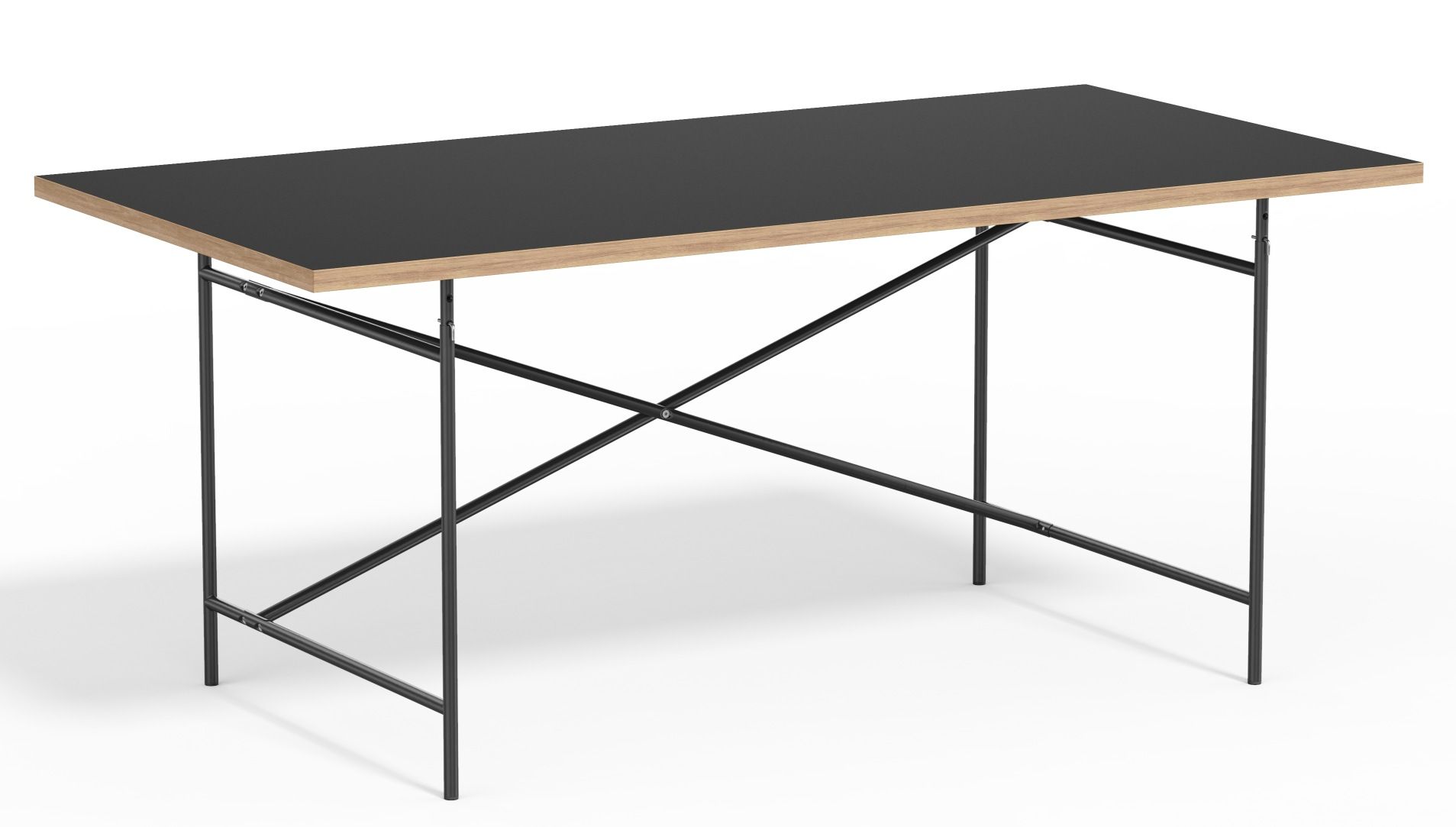 Eiermann Tisch mit schwarzer Tischplatte und schwarzem Gestell von Richard Lampert, modernes Design.