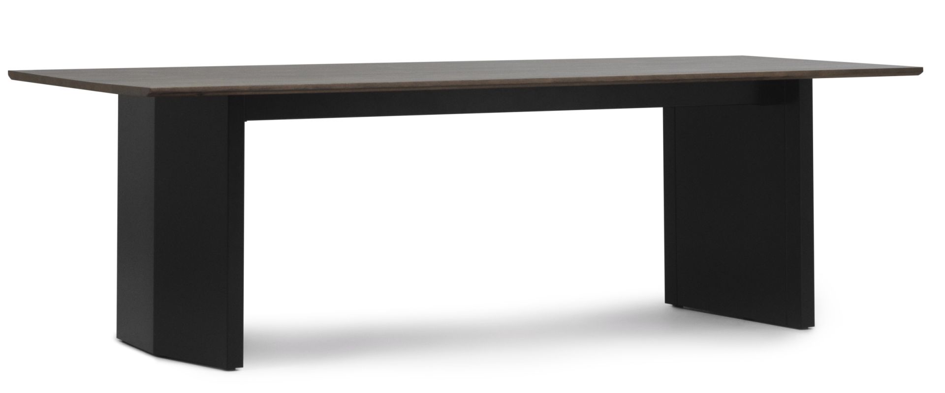 Normann Copenhagen Panel Tisch, Esstisch mit dunkler Tischplatte und schwarzen Beinen, modernes Design für Esszimmer.