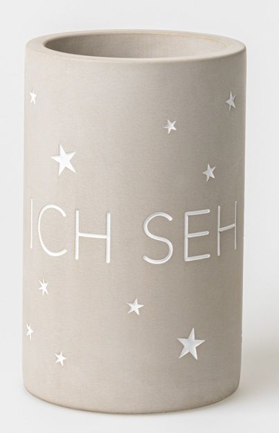 Räder Flaschenkühler "Ich seh Sterne" aus Beton, zylindrisch mit Sternen und Schriftzug.