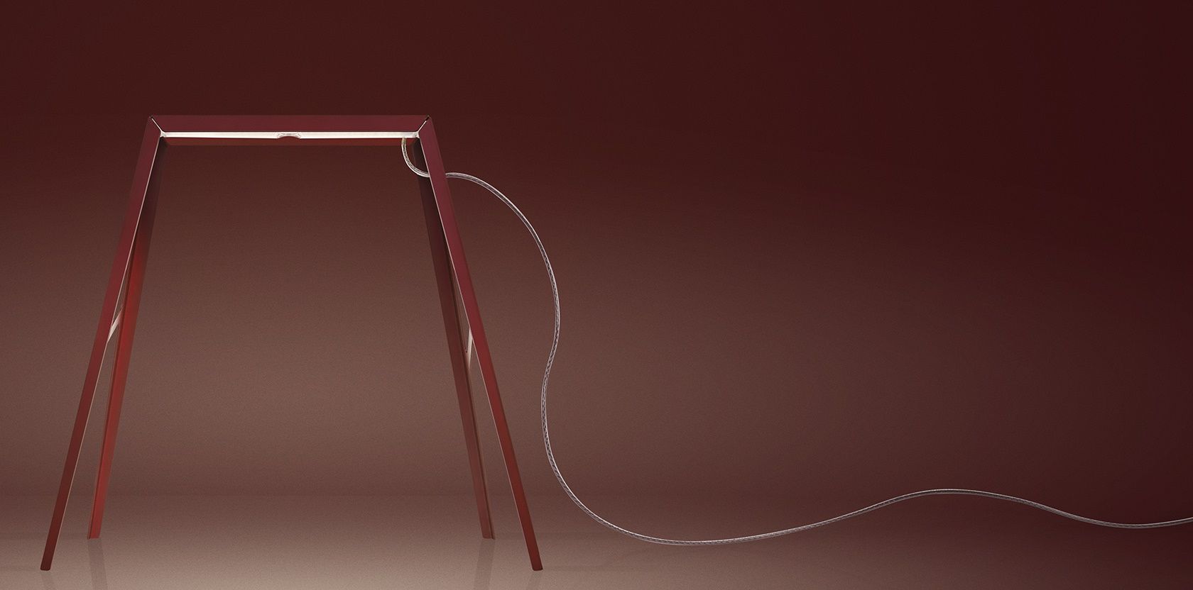 Rote Bridge Tischleuchte von Foscarini: Moderne Designerlampe für Wohnzimmer und Schlafzimmer.