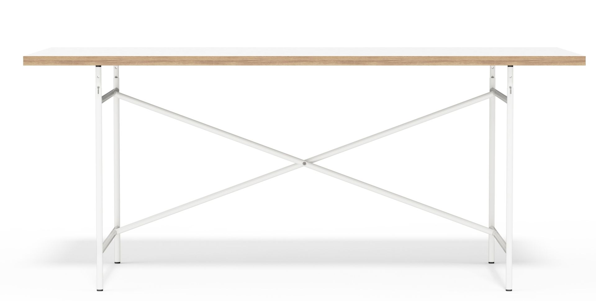 Eiermann Tisch mit weißer Tischplatte und weißem Gestell, Design Schreibtisch für Büro und Zuhause.