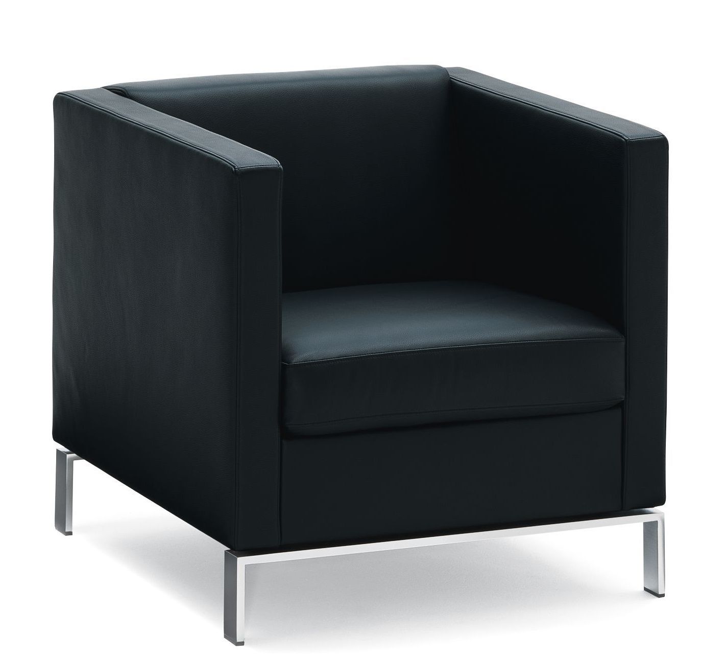 Schwarzer Foster Sessel von Walter Knoll mit Lederbezug und filigranem Metallgestell.