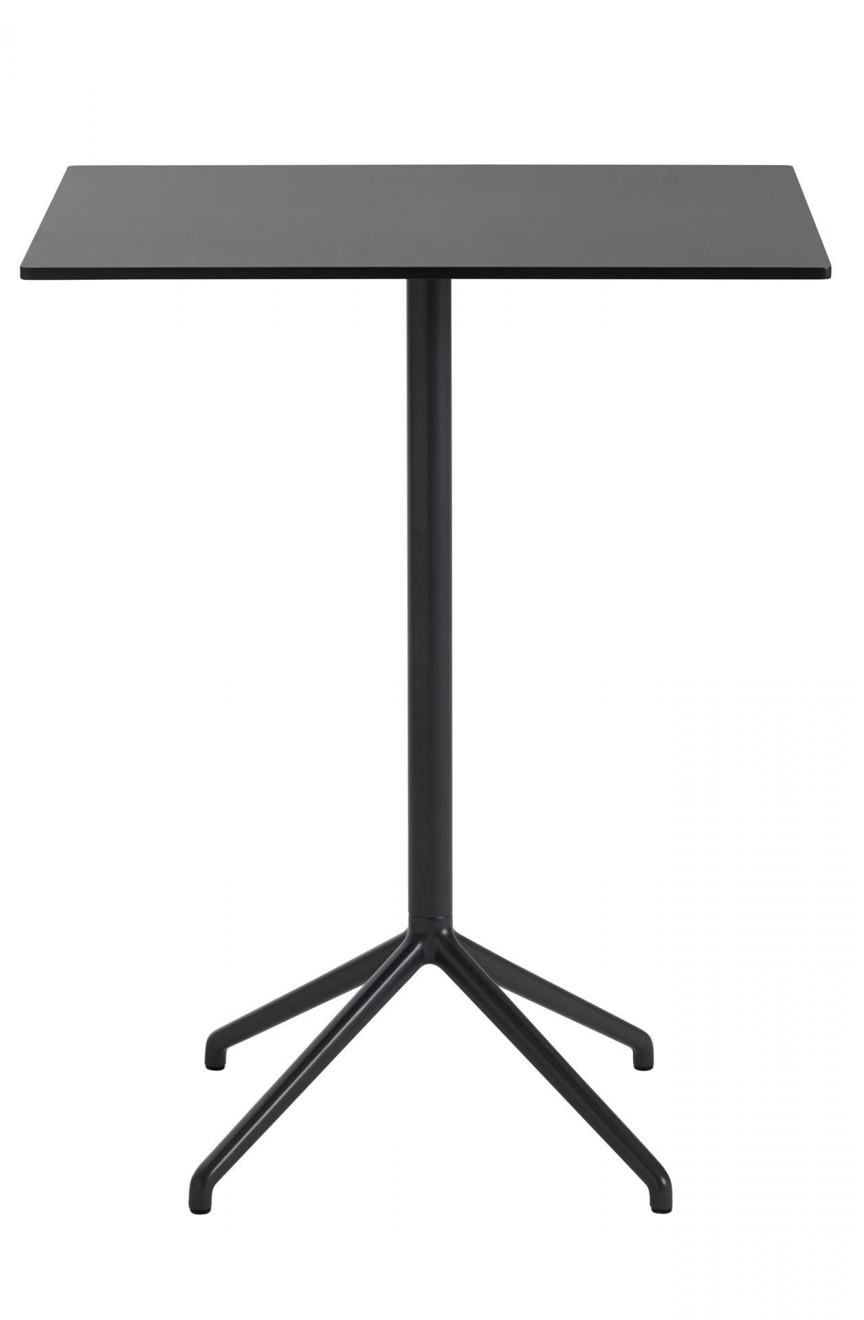 Schwarzer Muuto Still Cafe Table Beistelltisch mit quadratischer Tischplatte und filigranem Fußgestell für moderne Einrichtungen.