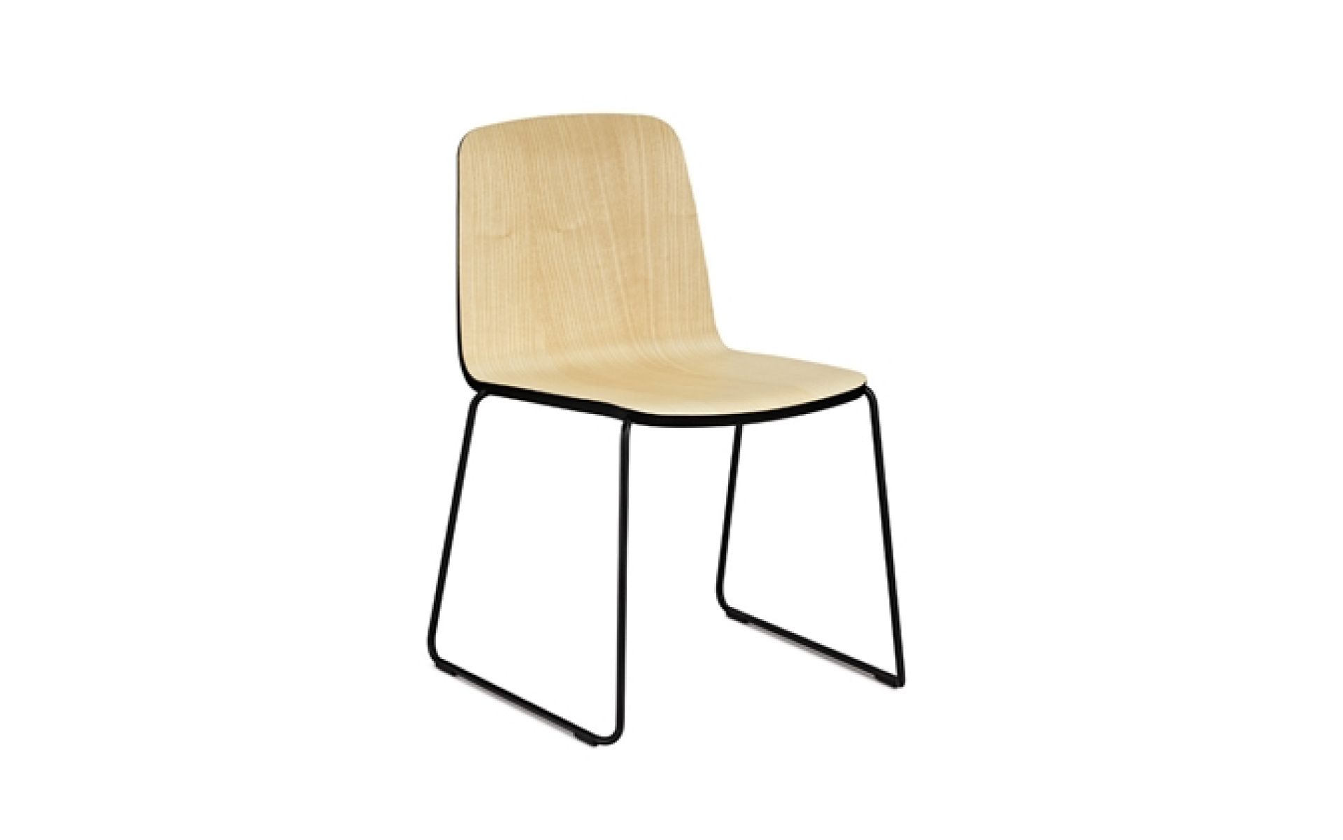 Just Chair von Normann Copenhagen, Holzstuhl mit schwarzem Metallgestell, modernes Möbeldesign.