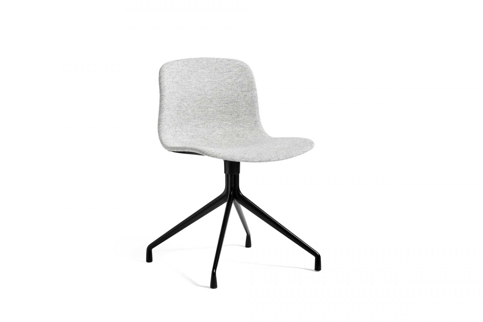 About a Chair AAC11 Stuhl von Hay, vollgepolstert in Grau mit schwarzem Drehfuß.