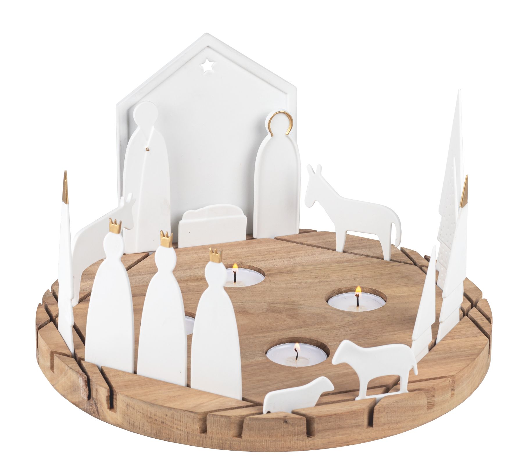 Lichtobject: ronde kerststal met Räder