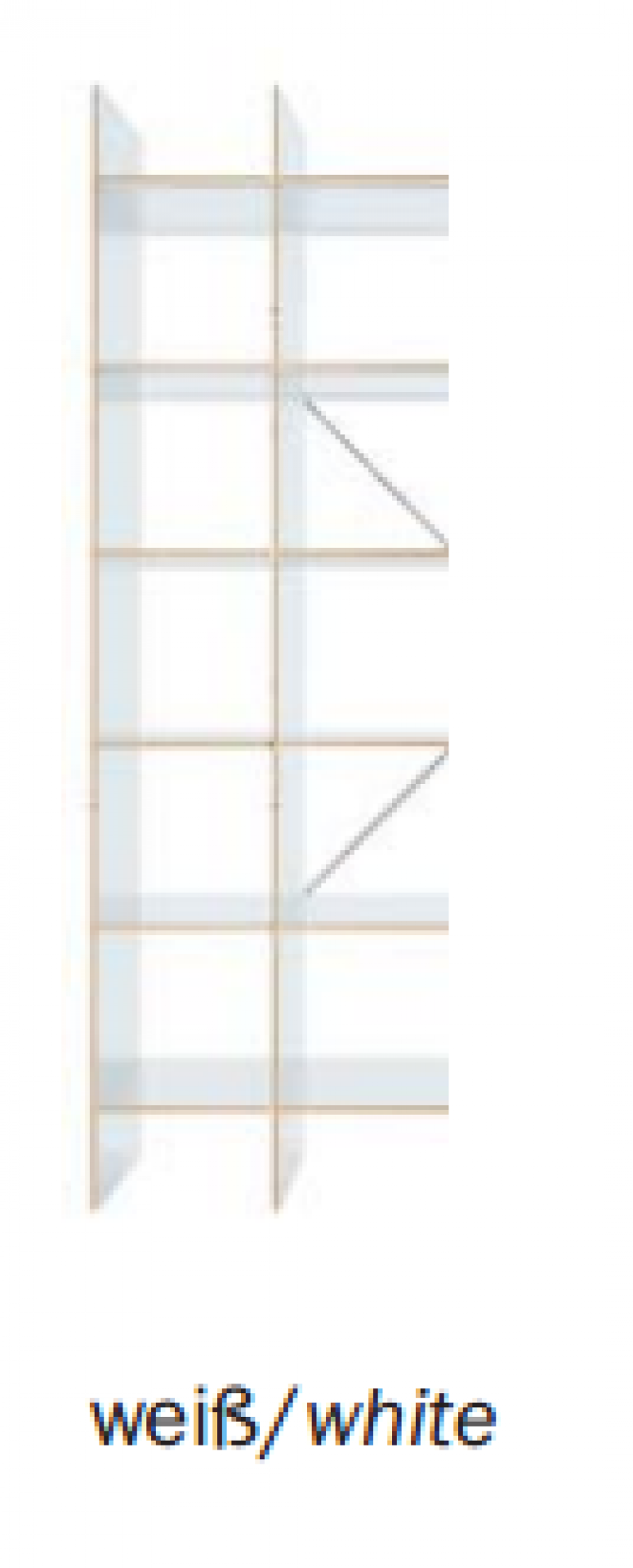 Weißes FNP Regal von Nils Holger Moormann: Modernes, minimalistisches Wandregal mit fünf Fächern und filigranen Verstrebungen.